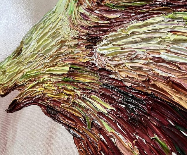 抽象的なクマ対雄牛のキャンバスの絵画カラフルな動物オリジナル