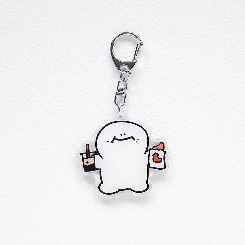 H Zai Acrylic Pendant Keychain-Glutty Ghost - Keychains - Acrylic White