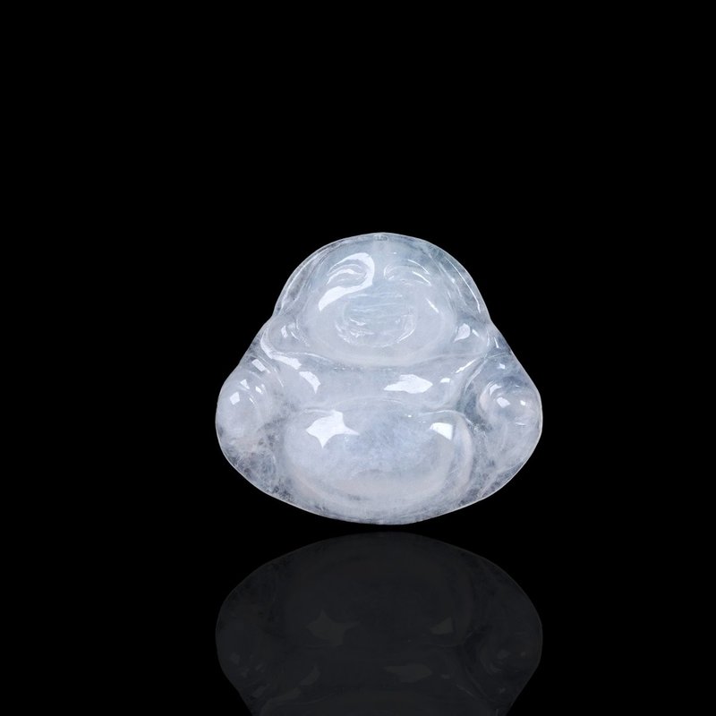 Ice Jadeite Maitreya Buddha Necklace | Stone| Natural Burmese Jadeite A Grade | Gift - สร้อยคอ - หยก สีใส