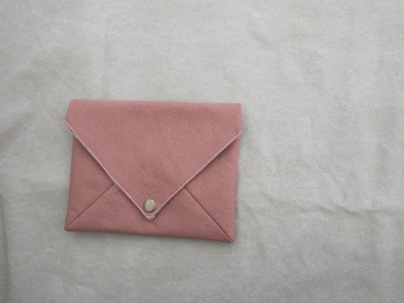 【信封包】收納小袋 (磚紅) - 化妝包/收納袋 - 棉．麻 
