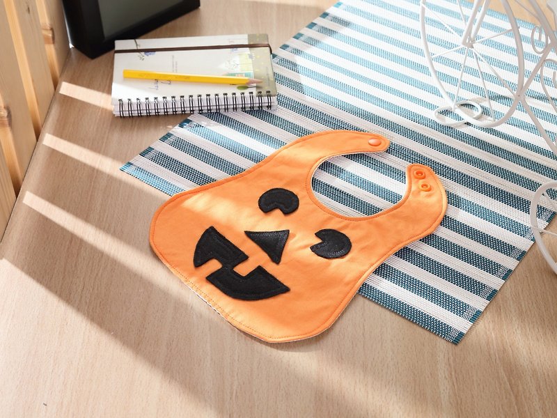 Pumpkin Bib Jack-O-Lantern Bib Halloween Bib - Bibs - Cotton & Hemp 