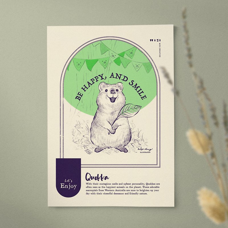 Wisi Huang【SMILE / Quokka】A4 perforated printing poster - Posters - Paper White