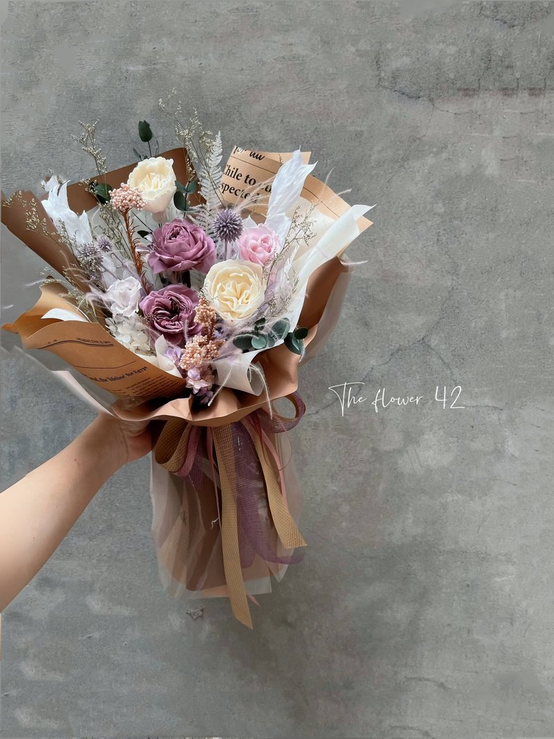 Garden rose eternal bouquet/purple eternal flower/birthday bouquet/congratulation bouquet/confession bouquet - Dried Flowers & Bouquets - Plants & Flowers 