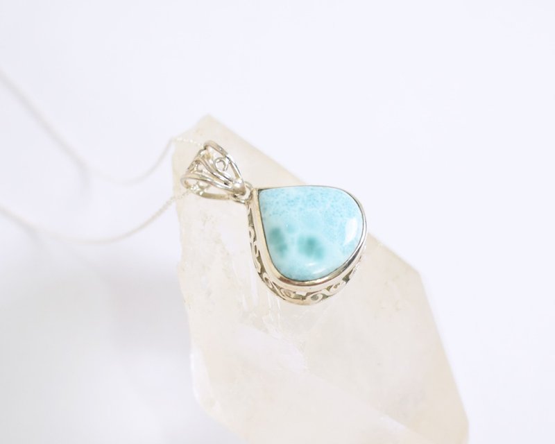 Larimar Pendant Top Silver925 - สร้อยคอ - เงินแท้ สีน้ำเงิน