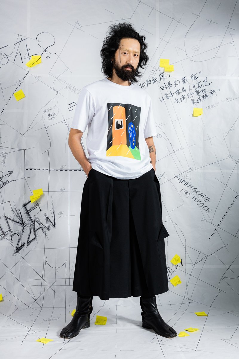 INF跨界聯名T-SHIRT 尋貓啟事 - 女 T 恤 - 棉．麻 白色