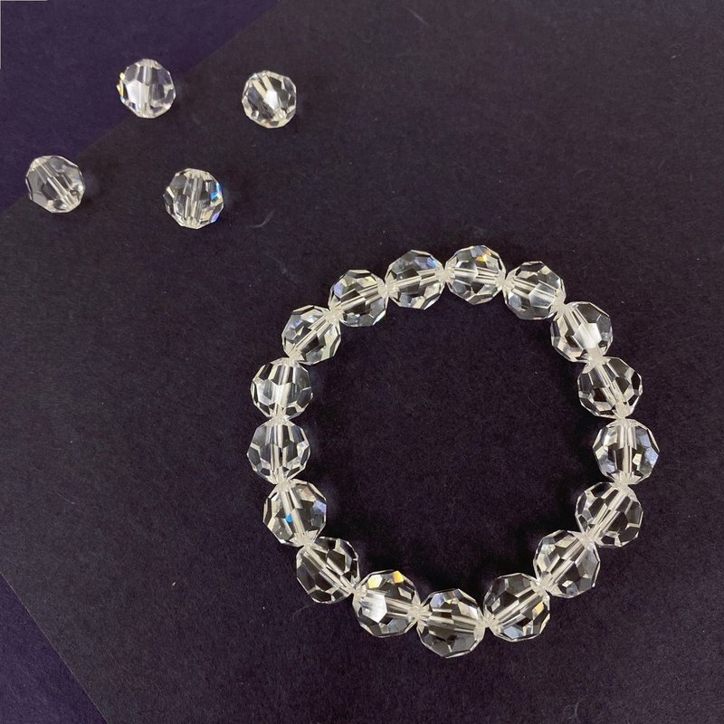 Edith & Jaz • Swarovski Round Faceted Bracelet 10mm (Crystal) - สร้อยข้อมือ - แก้ว สีใส