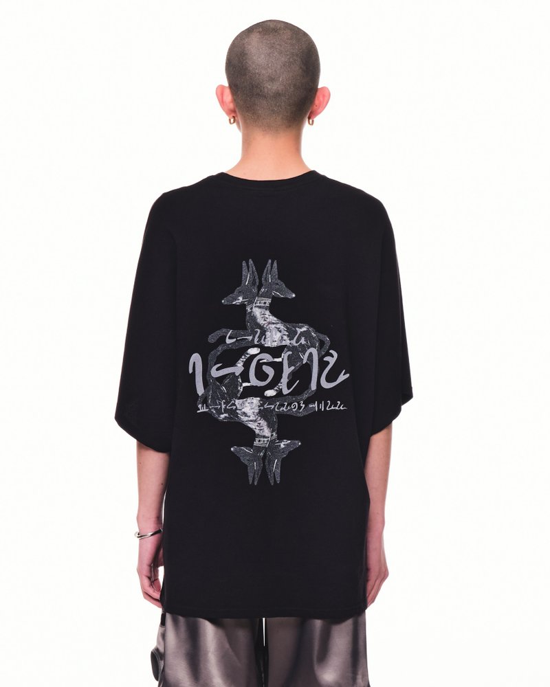 Wide Anubis Tee - 男 T 恤 - 棉．麻 黑色