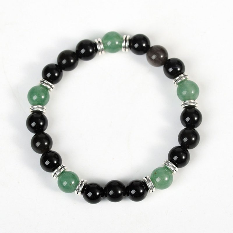 [Natural Crystal Bracelet] Obsidian Green Aventurine Bracelet/Evil Crystal - สร้อยข้อมือ - คริสตัล สีน้ำเงิน