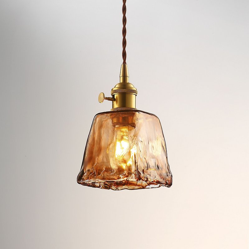 【塵年舊飾】懷舊銅製玻璃吊燈PL-1728附LED 4W燈泡 - 燈具/燈飾 - 玻璃 透明