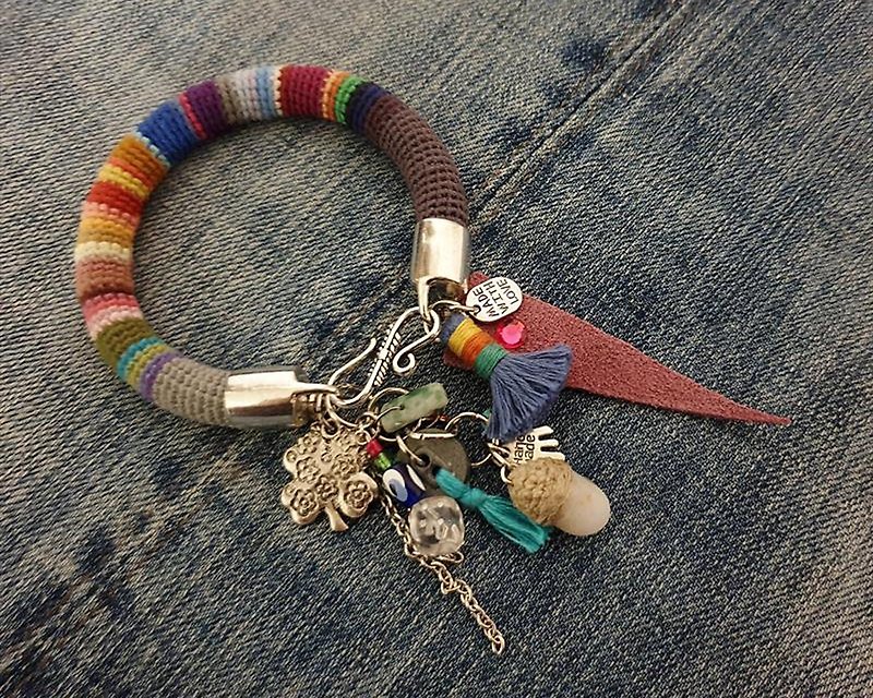 Cotton & Hemp Bracelets Multicolor - Colorful Crochet Tube Bangle Evil Eye Talisman Bracelet