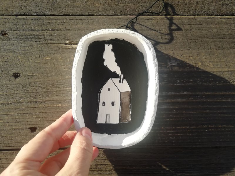 Handmade Framed wall decoration - 壁貼/牆壁裝飾 - 黏土 白色