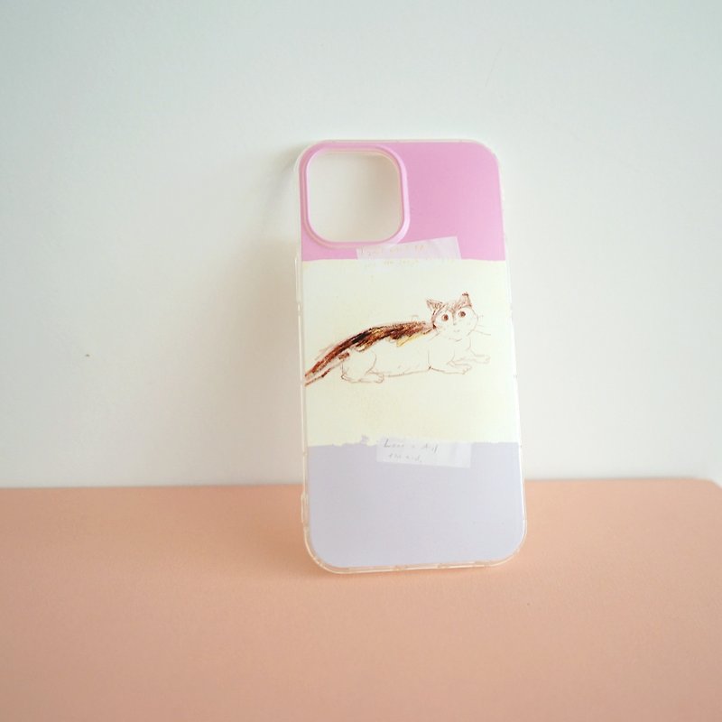Love you my kitten pink gray texture printing soft case for iphone 13 - เคส/ซองมือถือ - ยาง สึชมพู