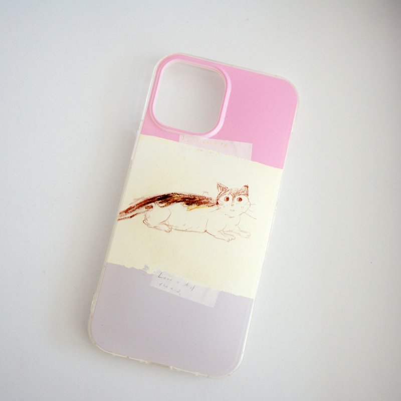 愛你我的小貓粉灰 質感印花手機軟殼 iphone - 手機殼/手機套 - 橡膠 粉紅色