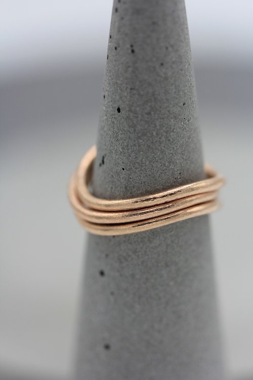 silvertales Handmade silver organic shape stackable ring in rose gold finish - set of 3 ring