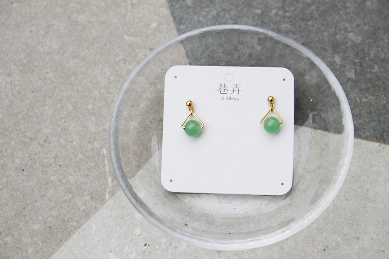 Triangle Green - earrings pierced earrings clip-on earrings - Earrings & Clip-ons - Copper & Brass Green