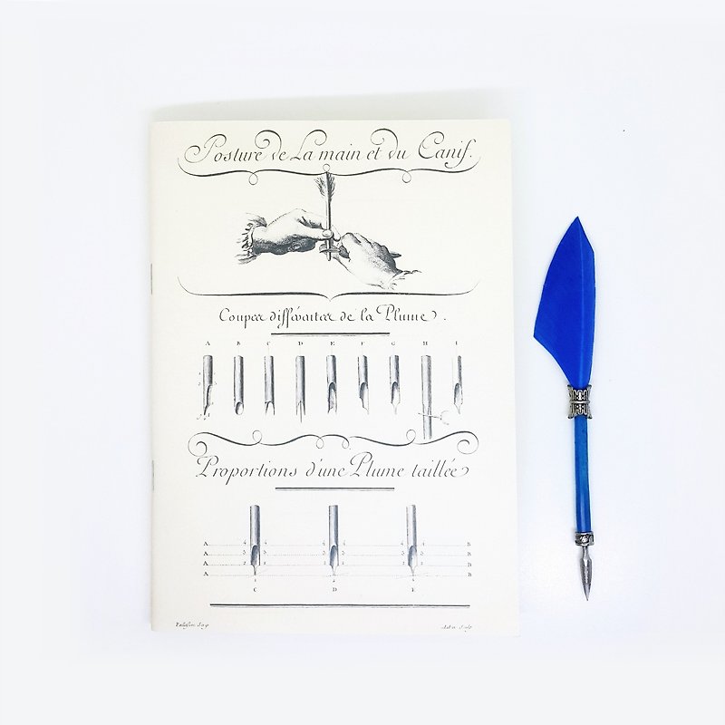 Italian European style notebook + pocket feather pen set | Francesco Rubinato - Dip Pens - Other Materials Blue