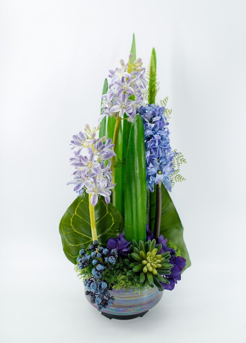 人造花飾-藍紫風信子長蘭葉花飾 - 植物/盆栽/盆景 - 其他材質 藍色