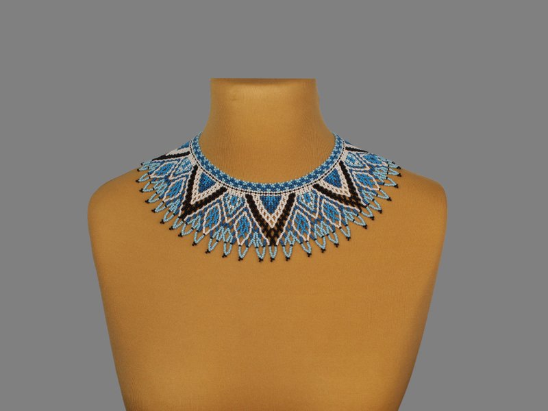 Blue and white bead collar necklace - 項鍊 - 玻璃 藍色