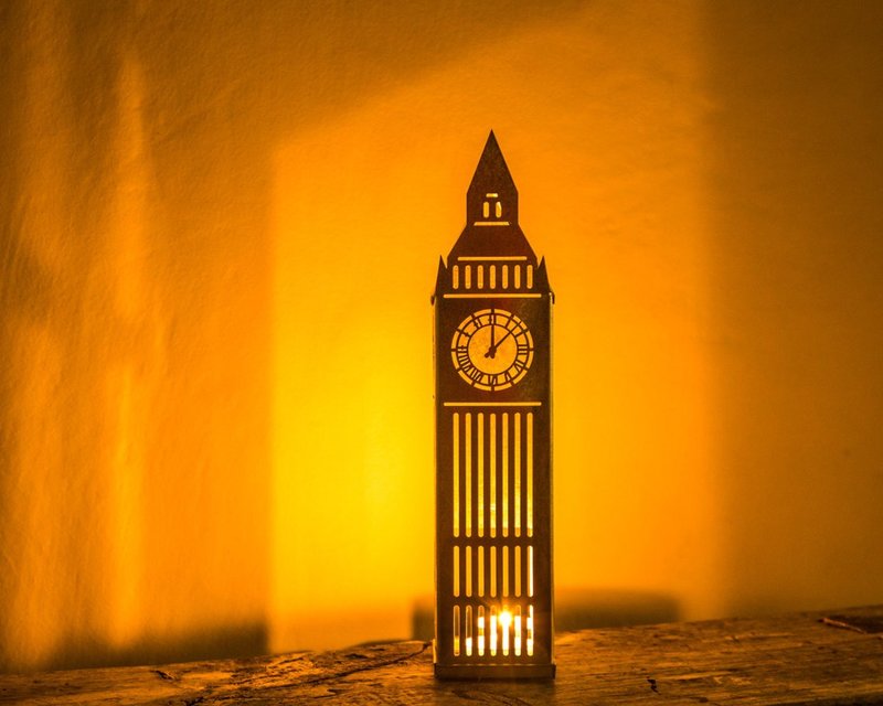 Tin Lantern Candle holder Big Ben // Modern home decor// FREE SHIPPING WORLDWIDE - 蠟燭/燭台 - 其他材質 銀色