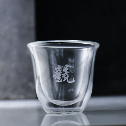 MSA玻璃雕刻 60cc【義大利Delonghi迪朗奇】書法字名字Espresso雙層玻璃咖啡杯