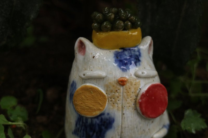 手捏喵咪小陶塑 陪伴貓咪 - 擺飾/家飾品 - 陶 
