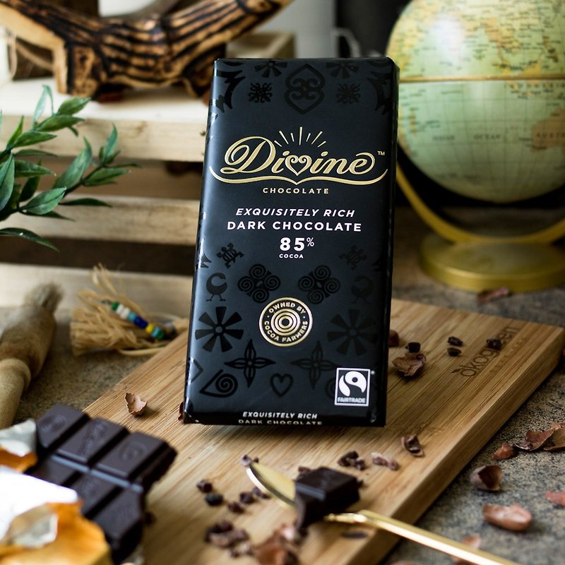 【DIVINE】公平貿易西非迦納85%黑巧克力(素)(90g) - 朱古力 - 新鮮食材 咖啡色
