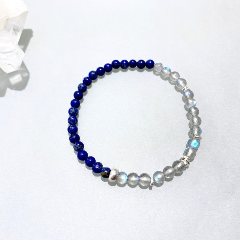 Ops Lapis lazuli bracelet - 溝通力/青金石/拉長石/平靜/靈感 - 手鍊/手環 - 其他金屬 藍色