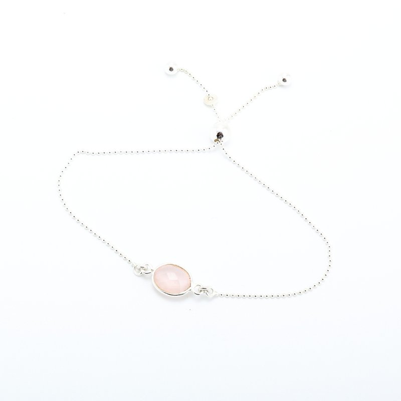 Oval Rose quartz crystal pink simple bracelet Valentine's Day - Bracelets - Gemstone Pink