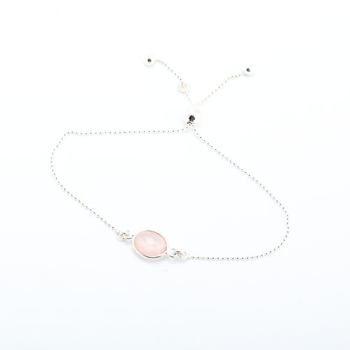 Angel & Me 珠寶銀飾 橢圓 粉晶 rose quartz 純銀 簡約 手鍊 生日 週年 情人節 禮物