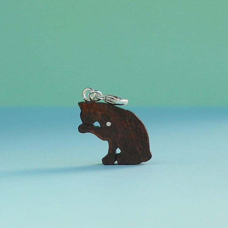 Cat wooden charm - Charms - Wood Brown