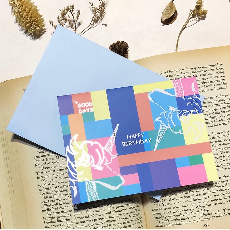 [Unicorn KUZA]-Birthday Card-Lake Color - Cards & Postcards - Paper Multicolor