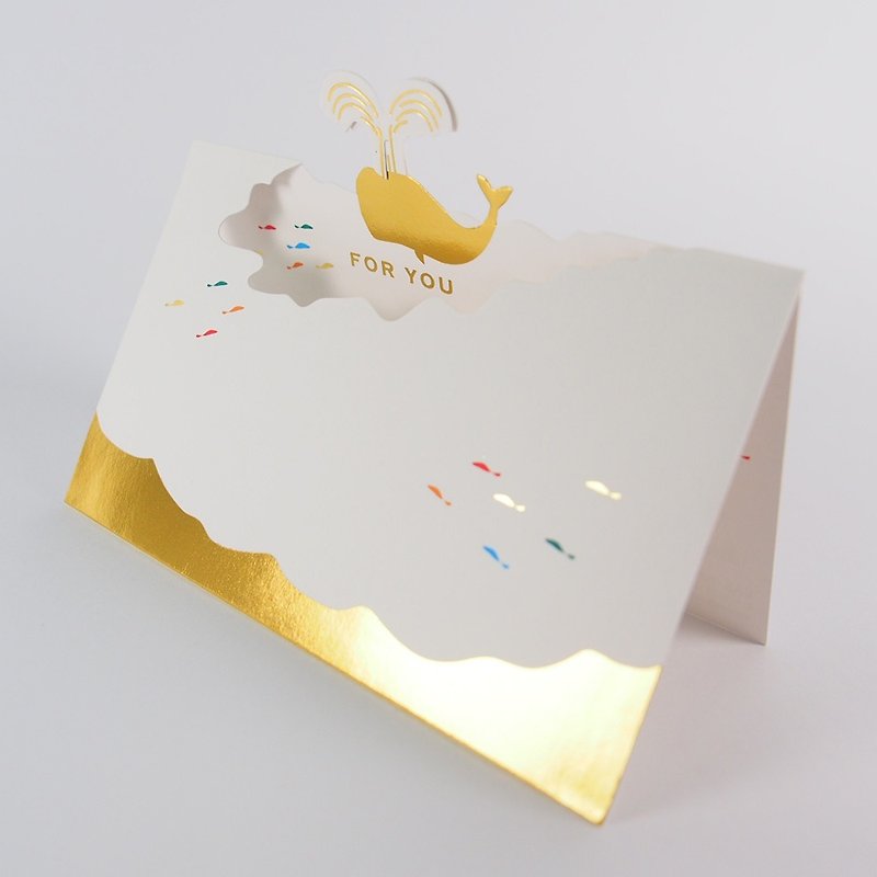 Three-dimensional golden whale dedicated to you [Hallmark-Multi-purpose pop-up card] - Cards & Postcards - Paper Gold