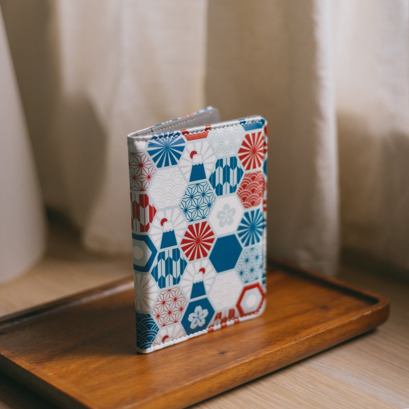 [Passport Book] Mount Fuji/Red/Hexagonal Tile Series - ที่เก็บพาสปอร์ต - หนังเทียม สีแดง