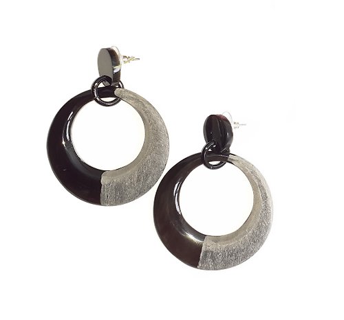 AnhCraft Half Matte Chunky Earrings for Women Jewelry Gift Handmade Buffalo Horn Earrings
