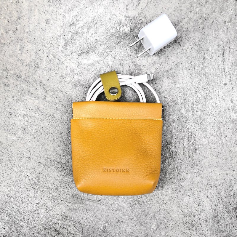 【Glamor】ZiBAG-037L/Spring Gold Charging Bag/Apricot - Coin Purses - Genuine Leather 