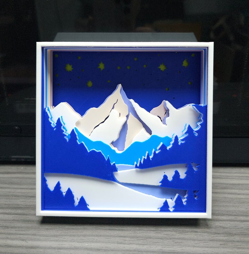 日系雪山立體畫連畫框/浪漫治癒/裝飾/擺設/膠片制 - 擺飾/家飾品 - 塑膠 多色