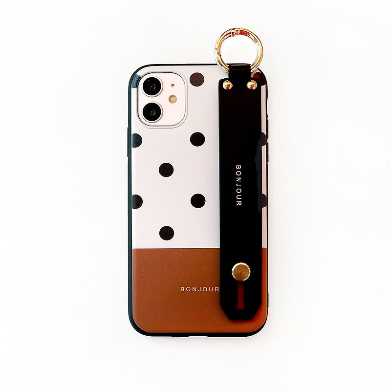 Caramel Milk Bubble Dotted Hand with Phone Case - Phone Cases - Plastic Brown
