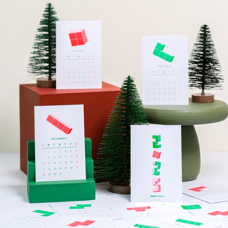 How to spell the shape of love you - RISO small card calendar set - Calendars - Paper Red