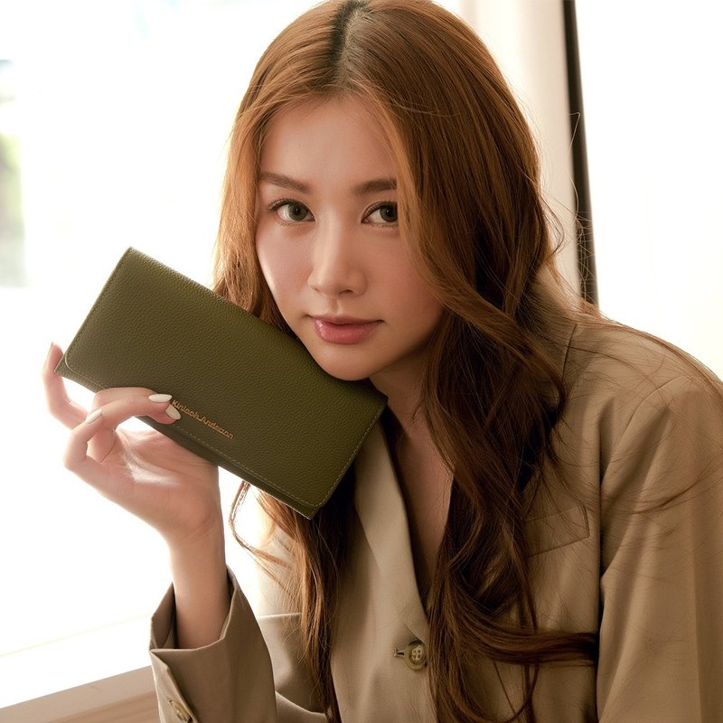 【Kinloch Anderson】Gladys 牛皮翻蓋長夾-抹茶綠 - 錢包/皮夾/長短夾 - 真皮 綠色