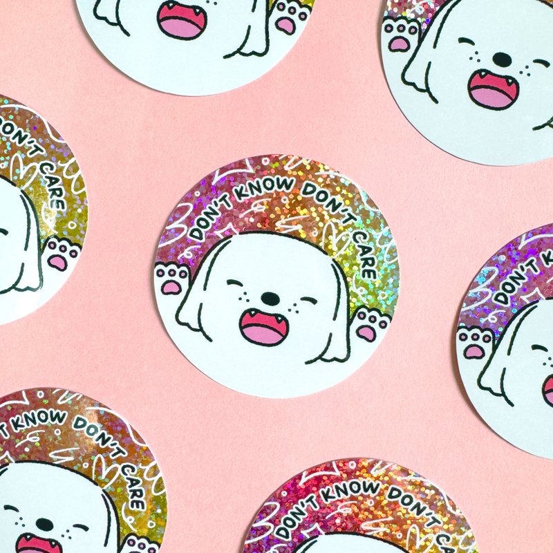 Glitter Sticker - Don't Know Don't Care - 貼紙 - 防水材質 