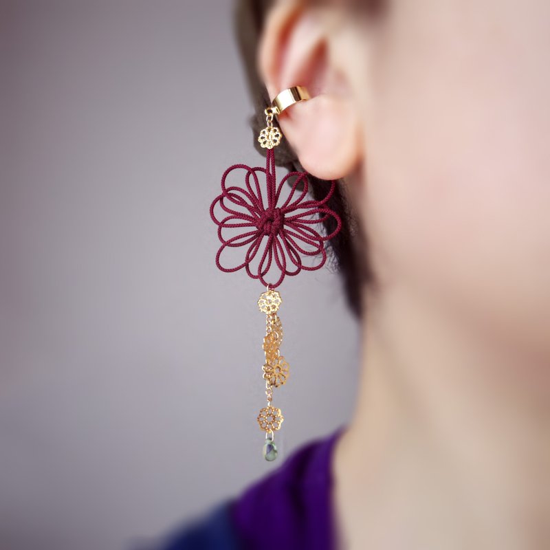 Single ear cuff, Shanari, Node - ต่างหู - โลหะ สีแดง