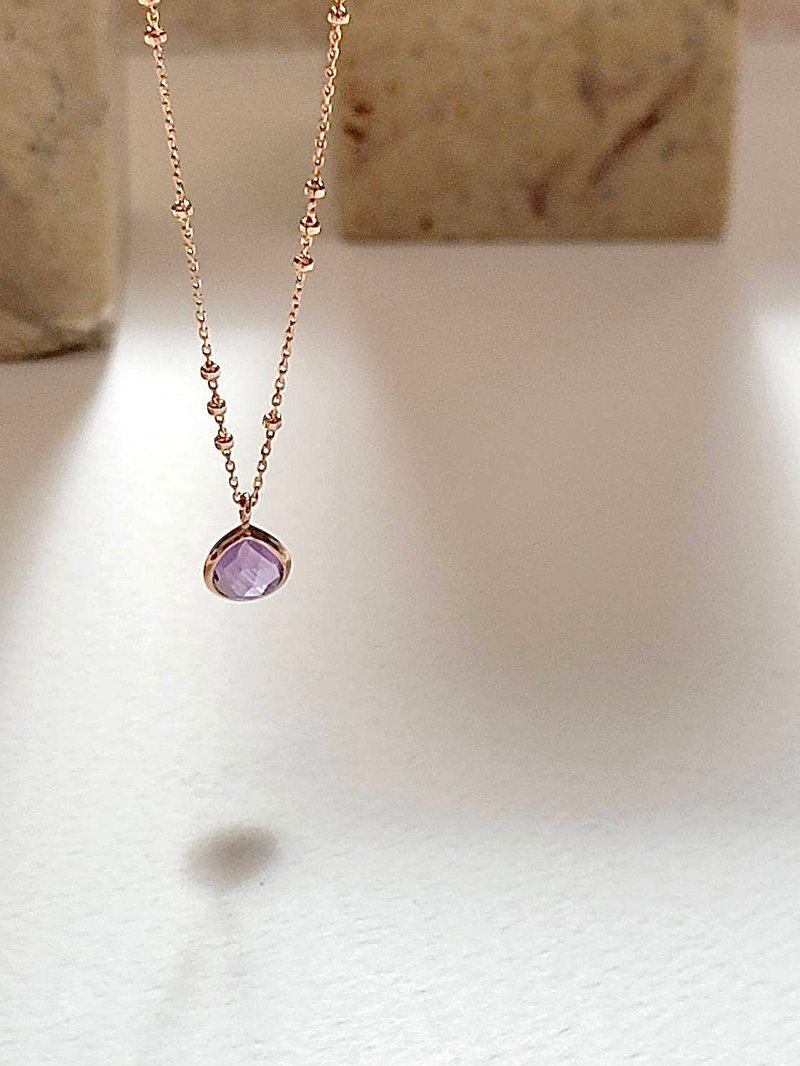 Star and Moon Amethyst Necklace - สร้อยคอ - คริสตัล สีม่วง