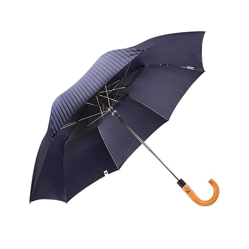 Boy Two Folding Semi-Auto High Carbon Steel Maple Curved Handle Gentleman Umbrella-BY2001 Sea Indigo - ร่ม - วัสดุอื่นๆ สีน้ำเงิน