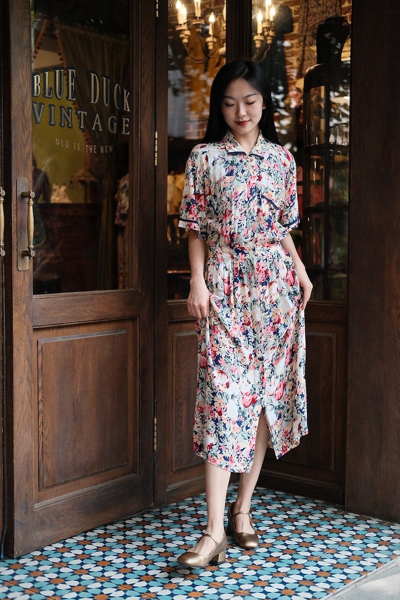 Vintage dress American made lapel print dress vintage - One Piece Dresses - Other Man-Made Fibers 