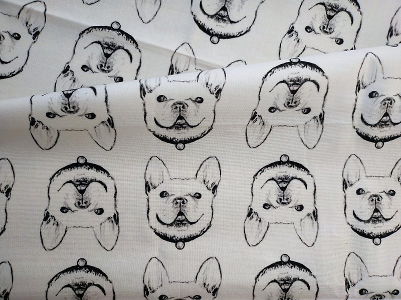 Fabric / Cotton Linen / French Bulldog Pattern / Width 110cm x 100cm~ - อื่นๆ - ผ้าฝ้าย/ผ้าลินิน 
