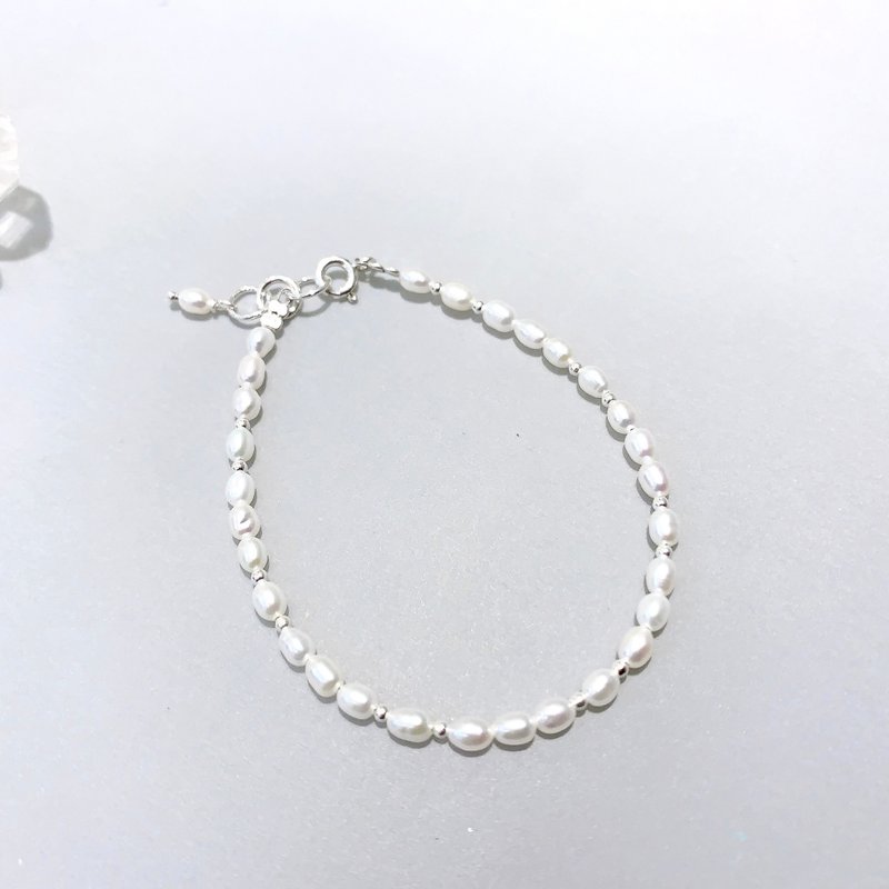 Ops Pearl silver bracelet- 天然/珍珠/純銀/誕生石/禮物/手鍊 - 手鍊/手環 - 珍珠 白色