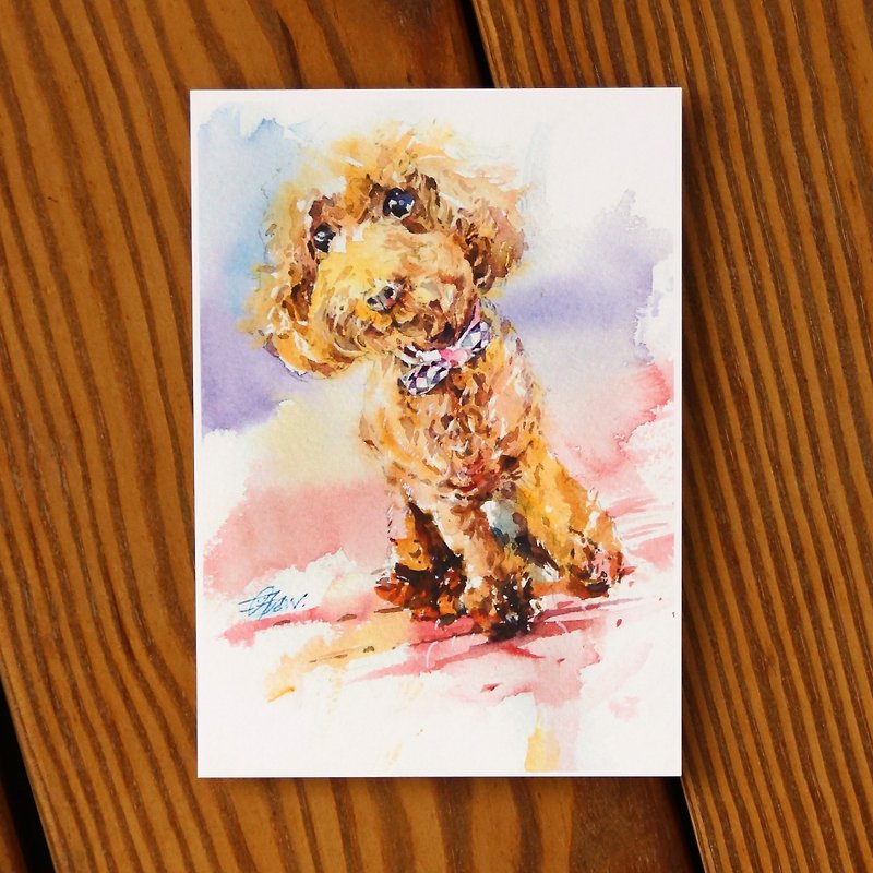 Watercolor painted hair boy series postcard - twisted and polite - การ์ด/โปสการ์ด - กระดาษ สีส้ม
