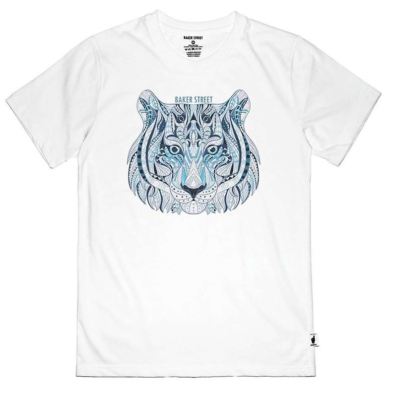 British Fashion Brand -Baker Street- Zentangle Tiger Printed T-shirt - Men's T-Shirts & Tops - Cotton & Hemp 