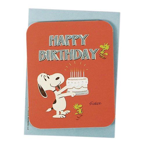 205剪刀石頭紙 Snoopy 與糊塗塔克一起吃蛋糕【Hallmark-Peanuts-小禮卡】