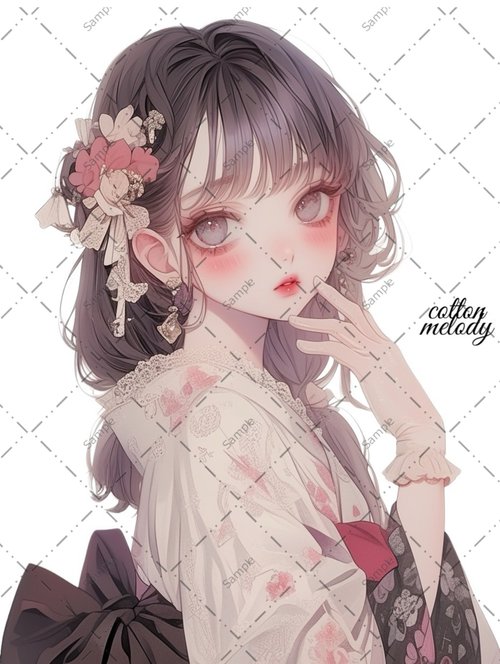 cotton-melody original sticker no.1313 人物ステッカー オリジナルステッカー 人物ステッカー 女の子ステッカー オリジナル人物ステッカー